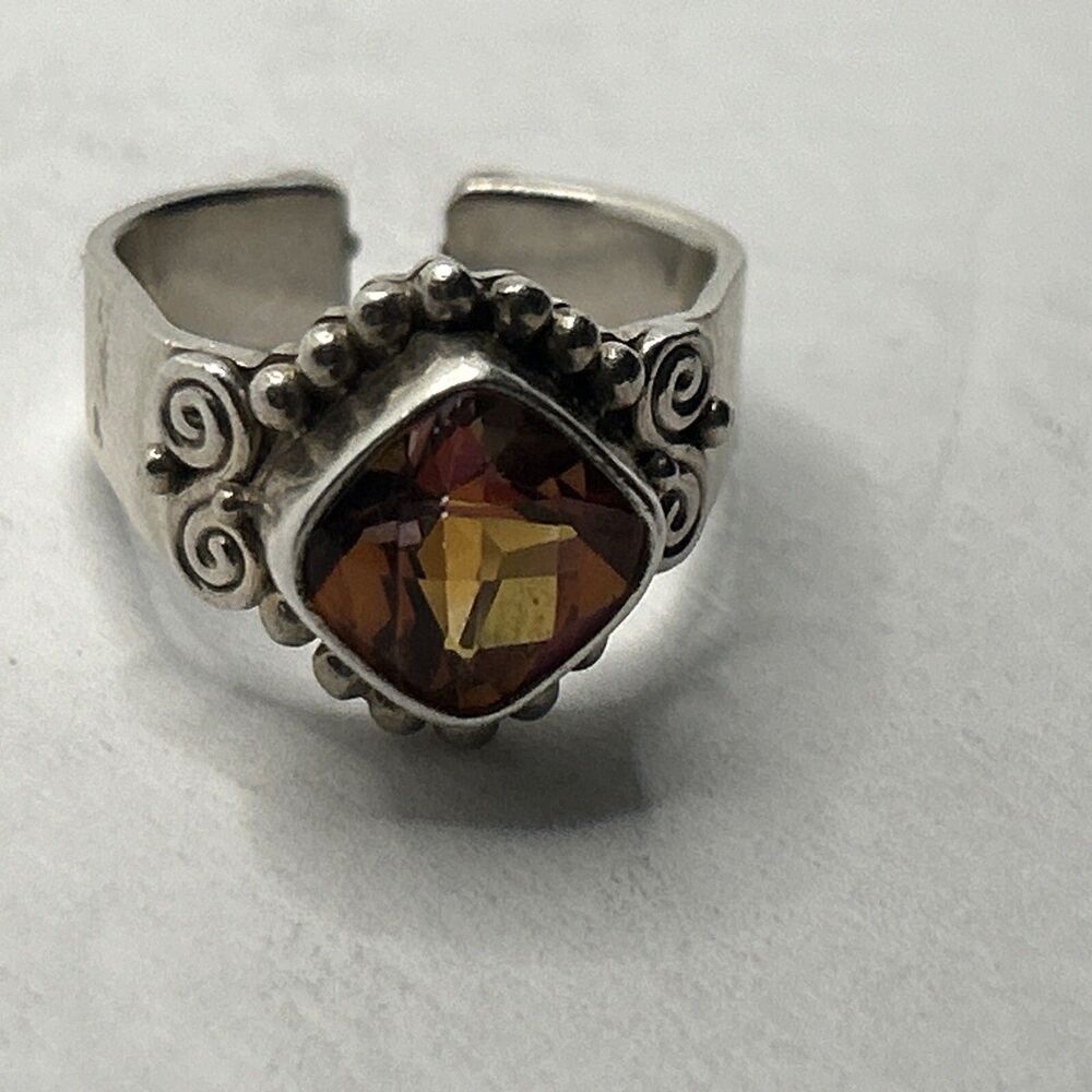 Adjustable Ring Solid 925 Sterling Silver saven multi colored stone